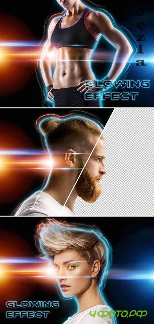 Glowing Portrait Photo Effect Mockup 391325586