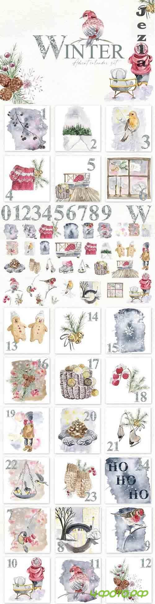 Winter. Advent calendar set - 1039269