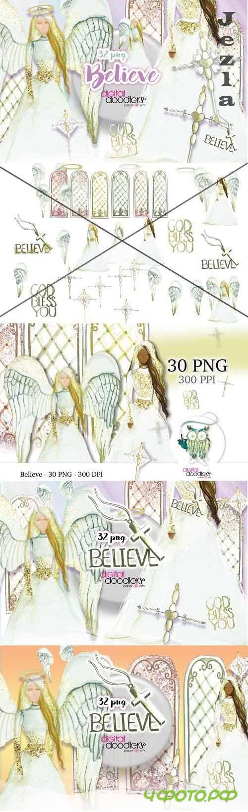 Believe Angel Watercolor Graphics - 254940