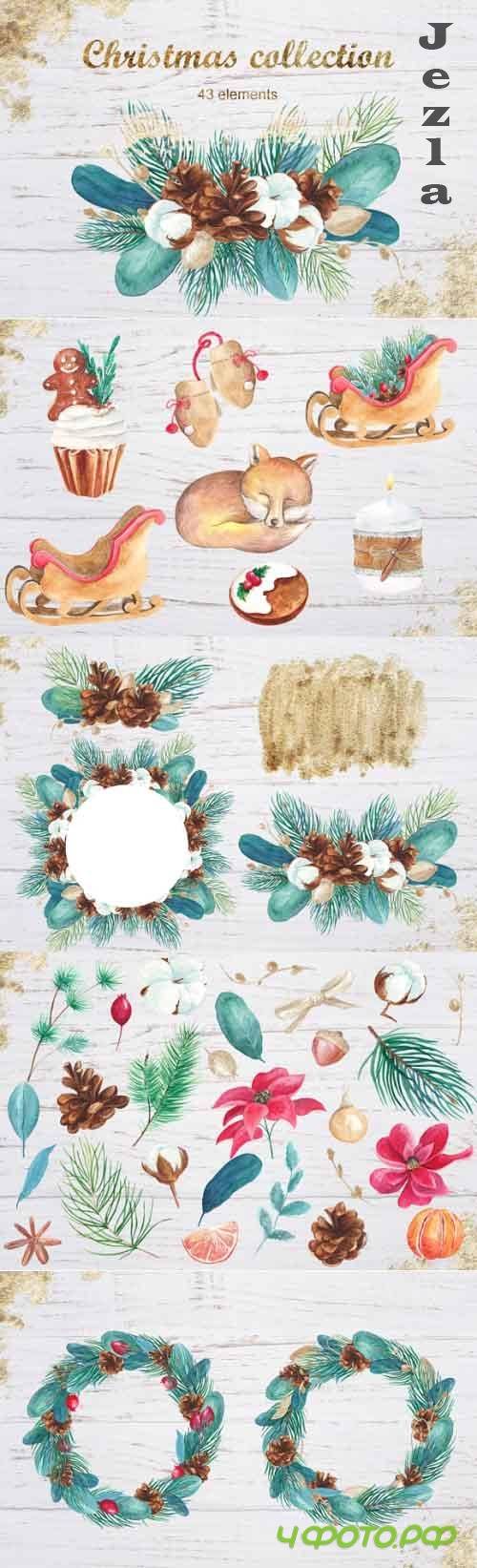 Watercolor Christmas Clipart