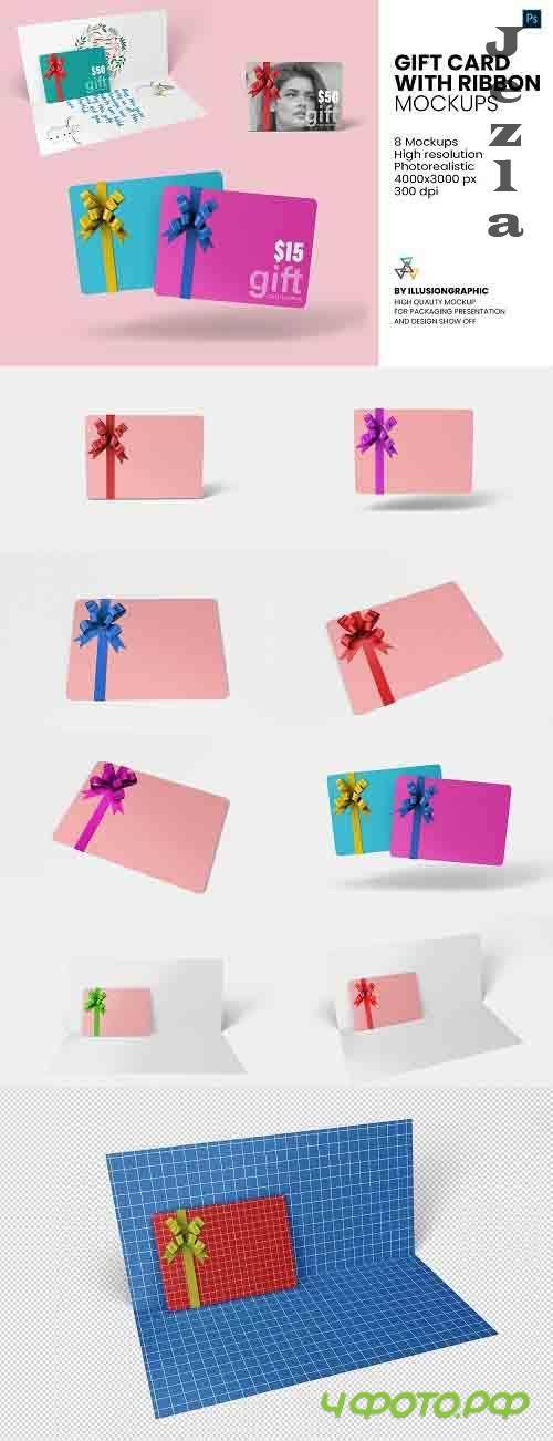 Gift Card with Ribbon Mockup - 5636629