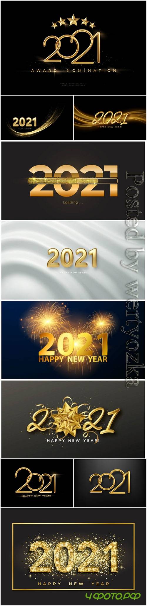New Year 2021 realistic golden 3d inscription on the background