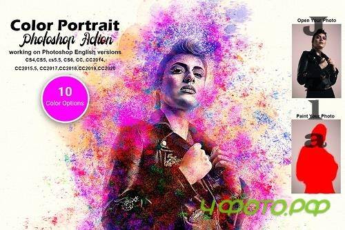 CreativeMarket - Color Portrait Photoshop Action 5621771