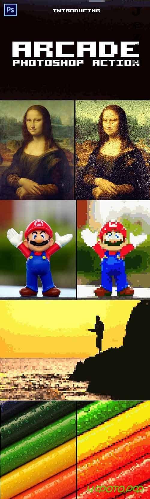 Arcade 8-bit Pixel Photoshop Action - 5656235