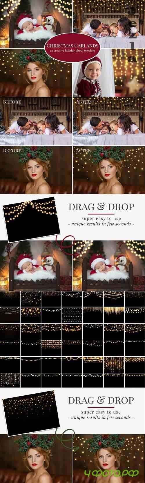 CreativeMarket - Christmas Garlands photo overlays 5608034