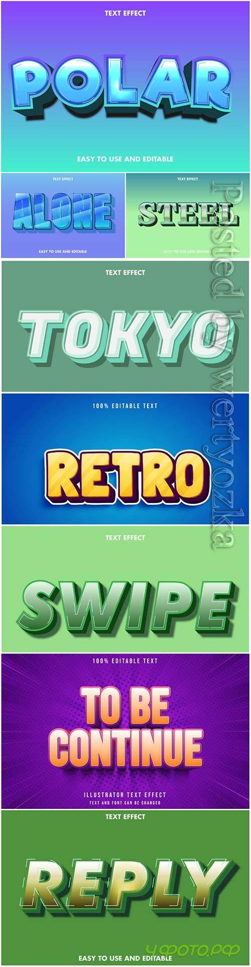 3d editable text style effect vector vol 53