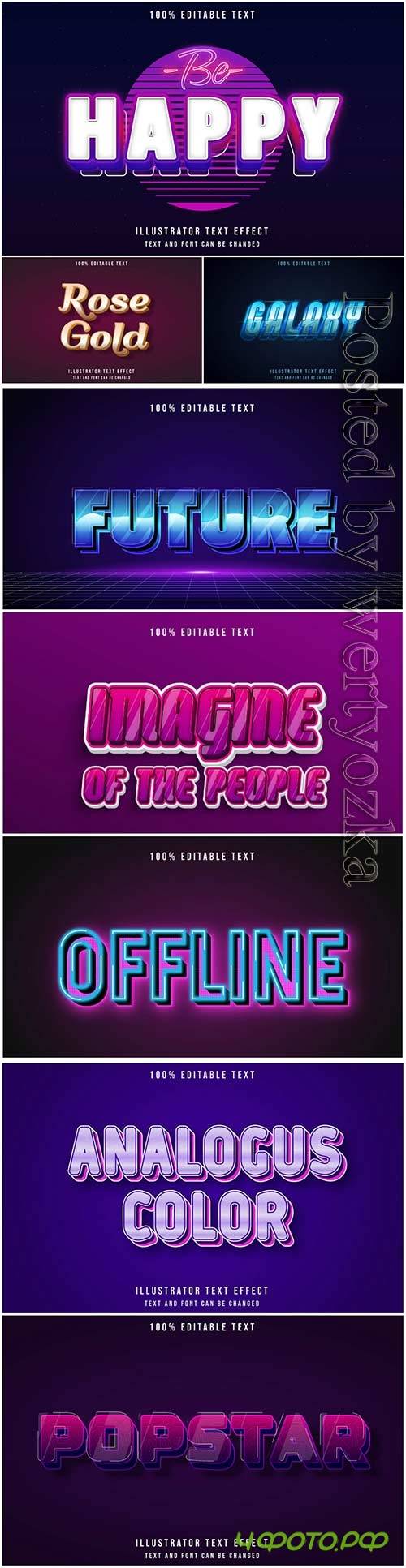 3d editable text style effect vector vol 54