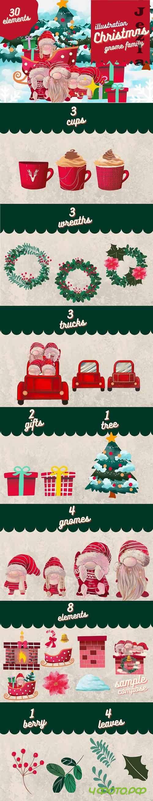 Christmas gnome family clip art set - 5676949