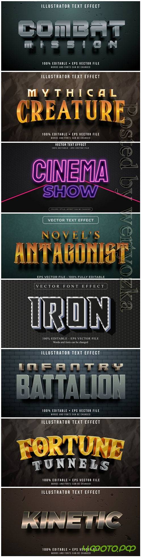 3d editable text style effect vector vol 100