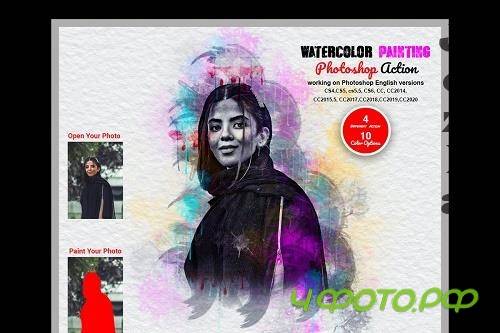 CreativeMarket - Watercolor Painting Photoshop Action 5641193