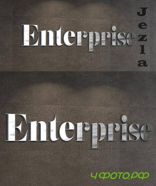 Metal Logo on Wall Mockup 400053226