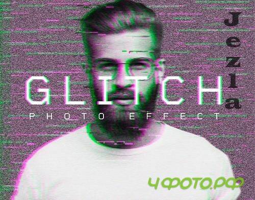 Retro Glitch Photo Effect Mockup 400834934