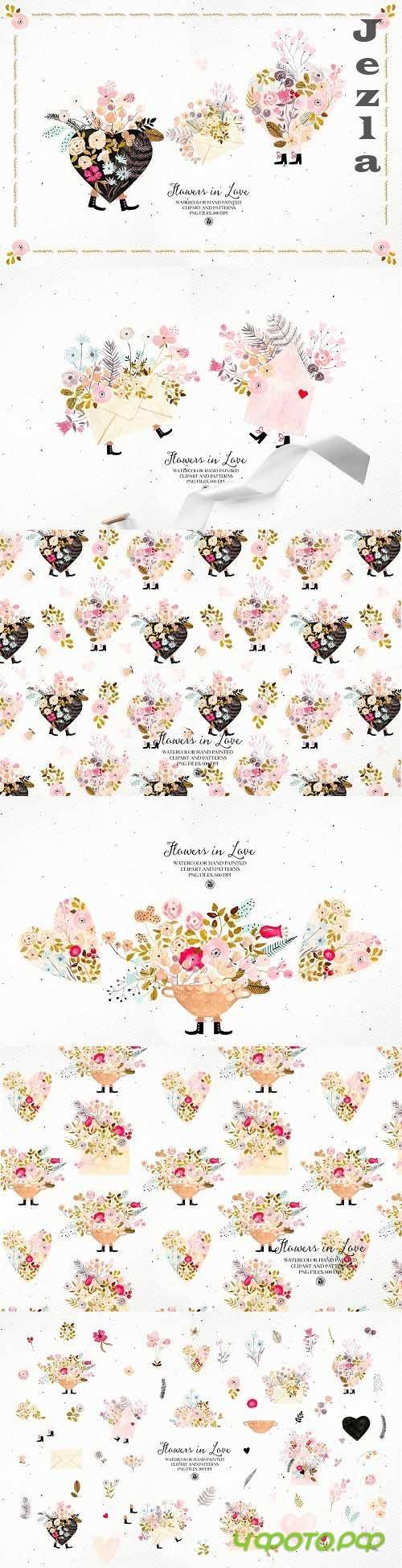 Flowers in Love - watercolor set - 5720202