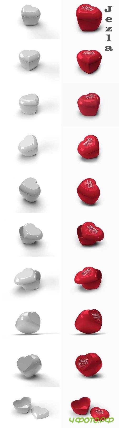 Valentine Love Heart Container Mockup with Lid Bundle
