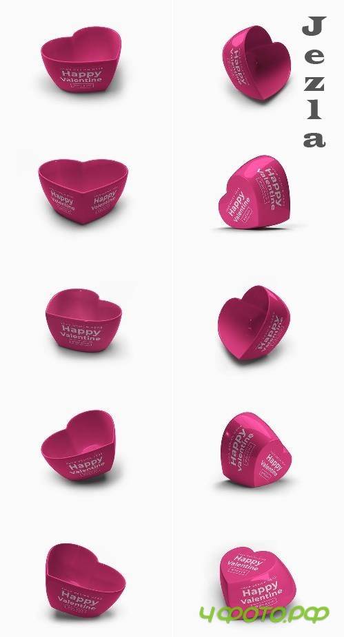 Valentine Love Heart Container Mockup Without Lid Bundle