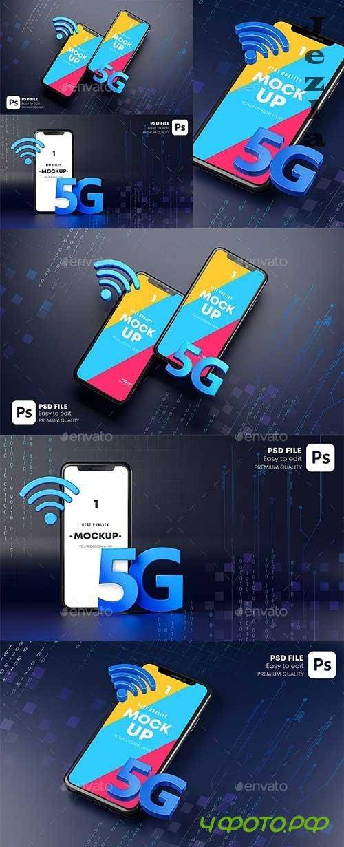 GraphicRiver - Smartphone Mockup Hologram. Dark Background Technology Concept 3D Rendering 29902887