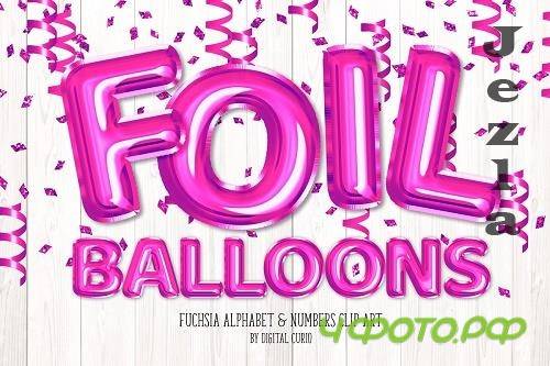 Fuchsia Foil Balloon Alphabet Clipart - 5757919