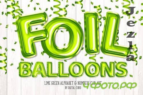 Lime Foil Balloon Alphabet Clipart - 5760699