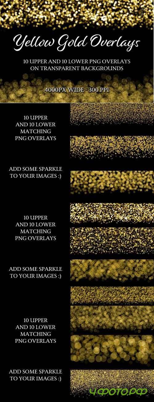 Yellow Gold Overlays - 10 Upper and 10 Lower PNG Overlays - 1139855