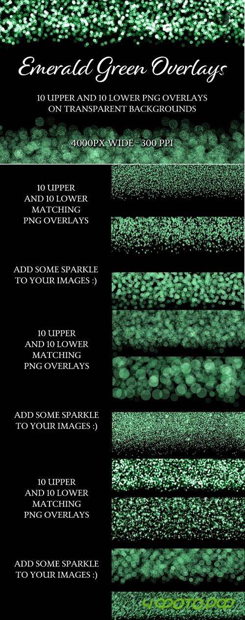 Emerald Green Overlays - 10 Upper and 10 Lower PNG Overlays - 1141633