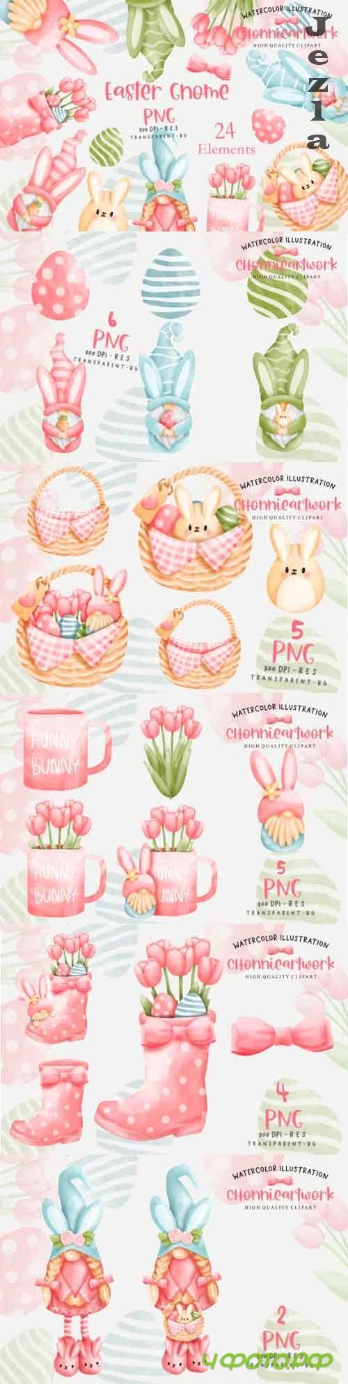 Easter Day with Gnome Clipart Bundle