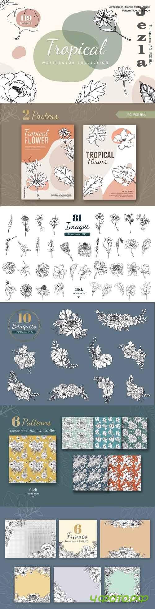 Tropical Vibes line art unique - 5797249