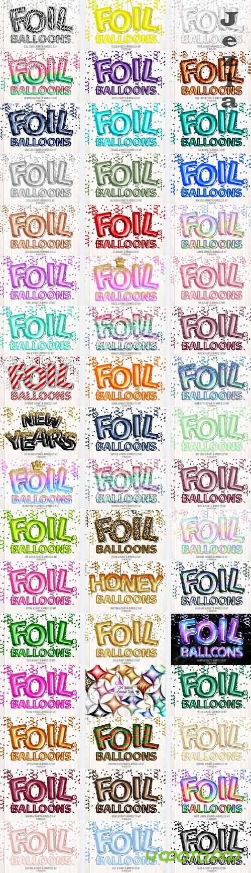 Foil Balloon Alphabet Clipart Bundle