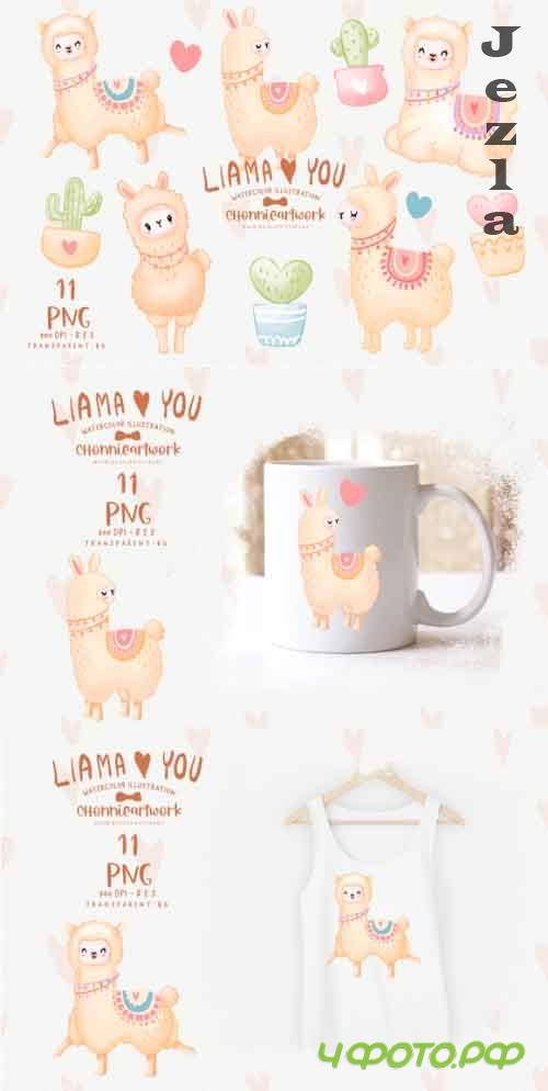 Llama PNG, Llama Clipart Bundle