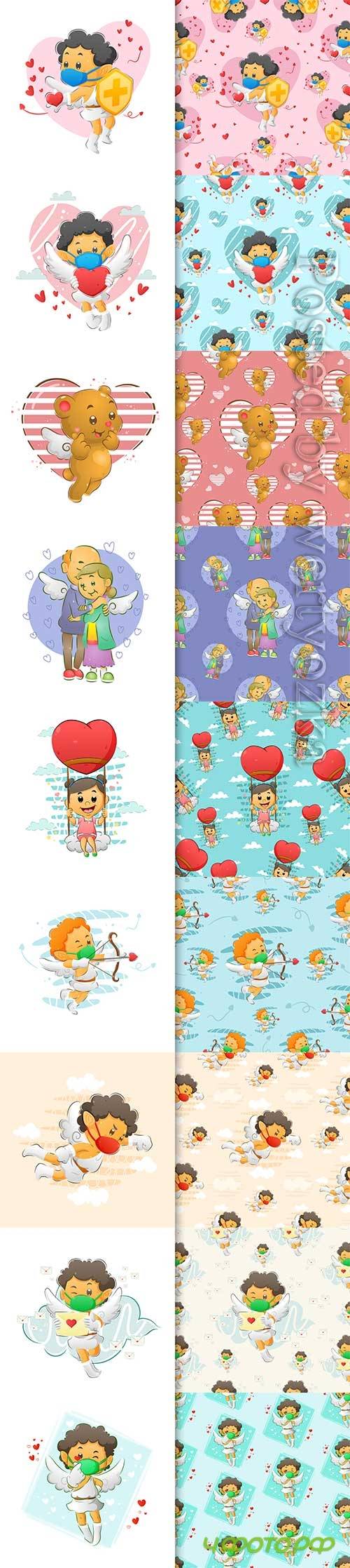 Hand drawn seamless pattern romantic for valentine's day