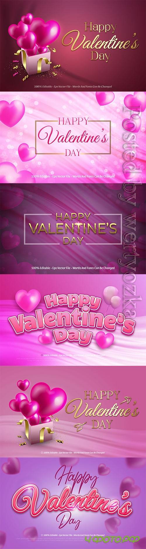 Happy valentine's day realistic vector text