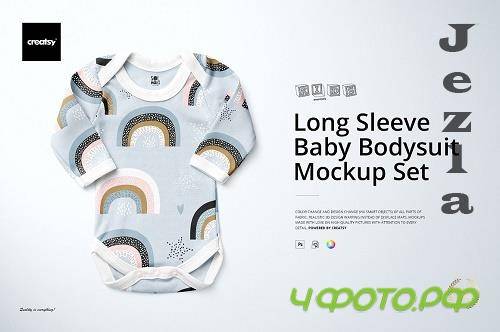 Baby Long Sleeve Bodysuit Mockup Set 5131314