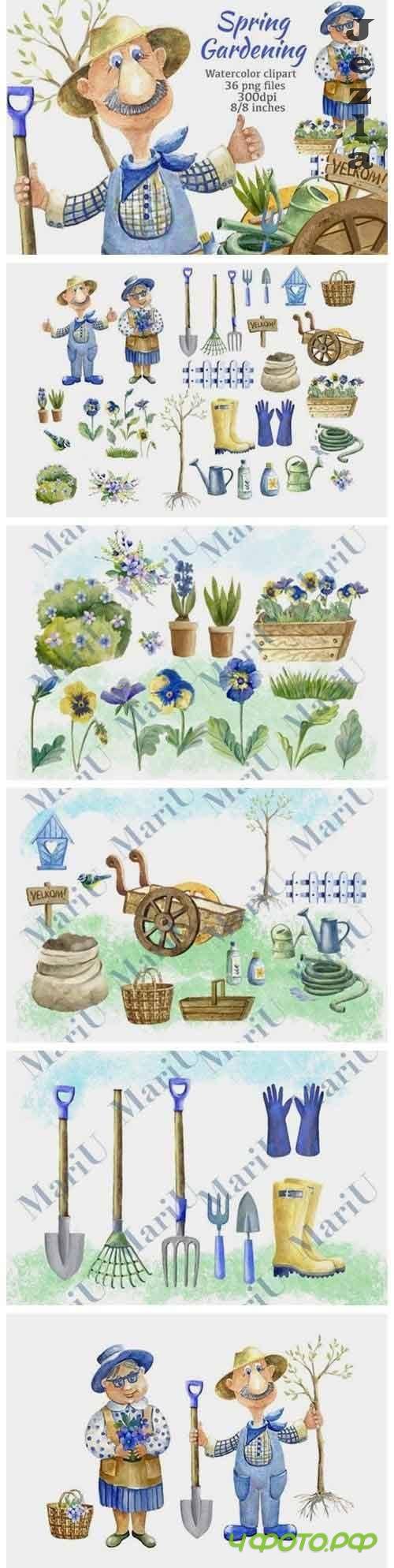 Garden clipart.Spring Gardening Clipart. Gardener - 1131069