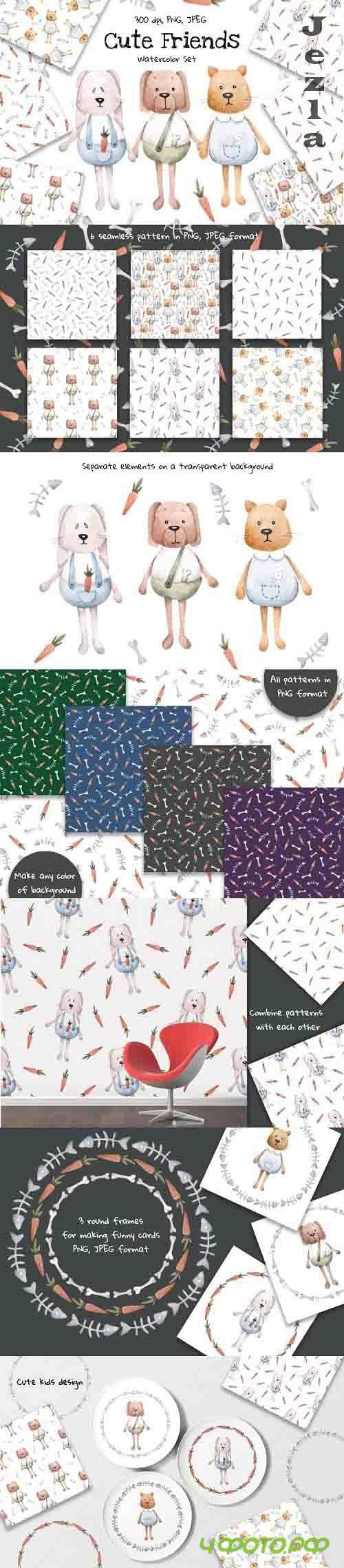 Watercolor Set "Cute friends" - 1233637