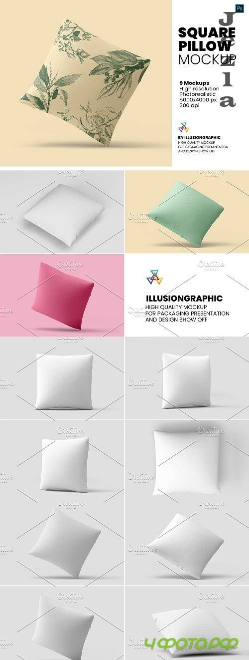 Square Pillow Mockup - 9 Views - 5935599