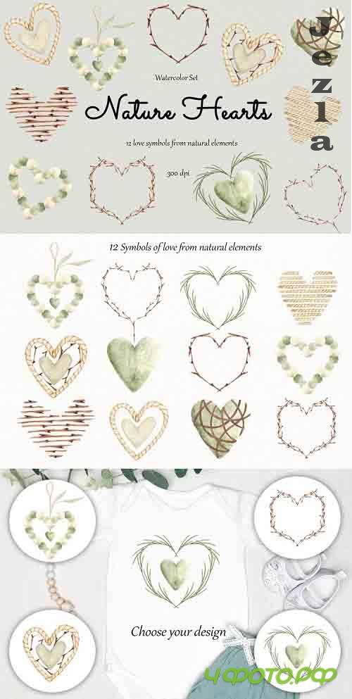 Watercolor Clipart Nature hearts - 1256961 Watercolor Clipart Nature hearts - 1256961