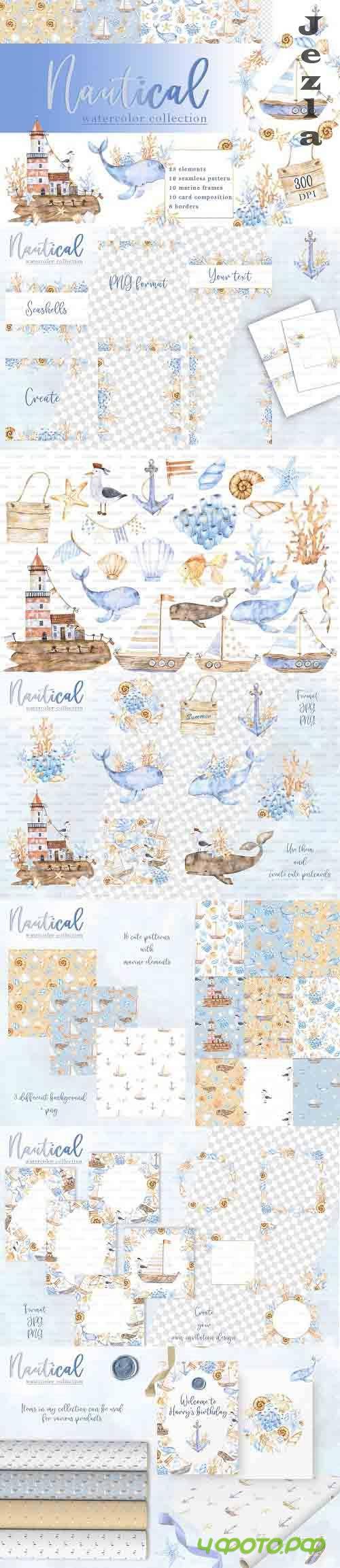 Nautical watercolor collection - 5972469