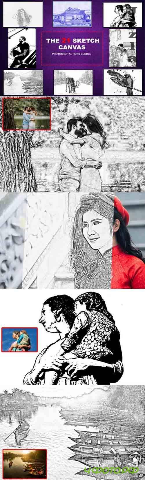 The 21 Sketch Canvas Photoshop Actions The 21 Sketch Canvas Photoshop Actions