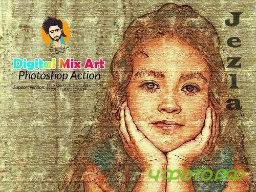 CreativeMarket - Digital Mix Art Photoshop Action 5794990