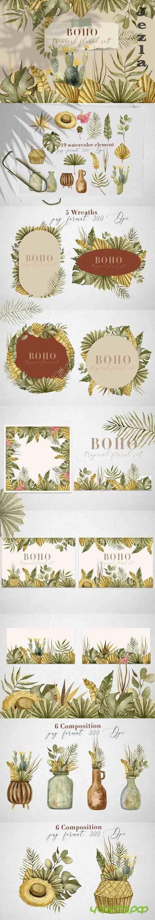 Boho tropical floral set - 5993792