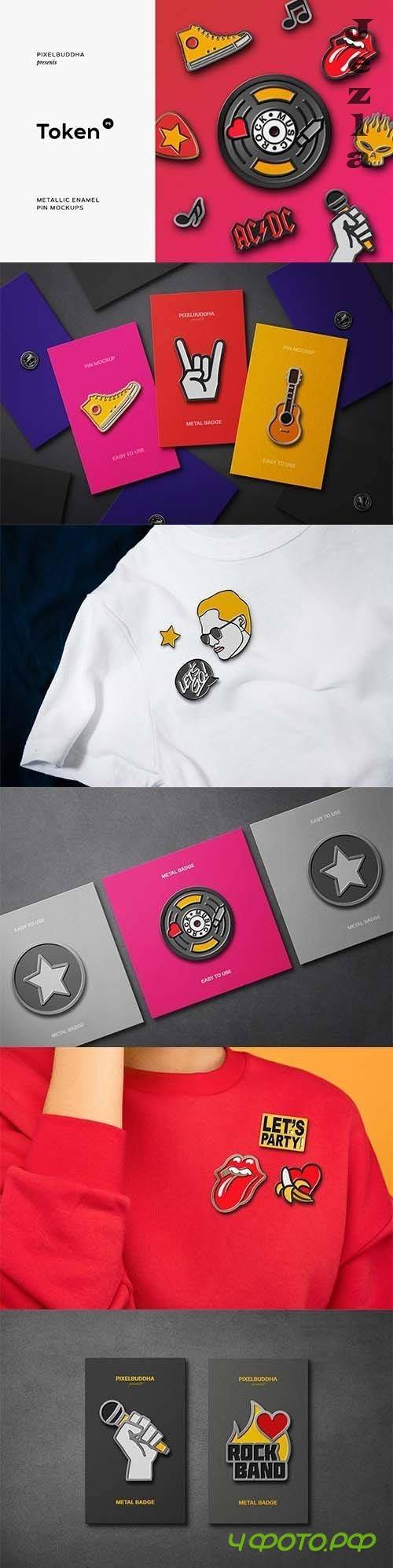 CreativeMarket - Metallic Enamel Pin Mockups 5997160