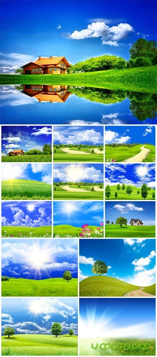 Beautiful nature, rivers and meadows with grass stock photo