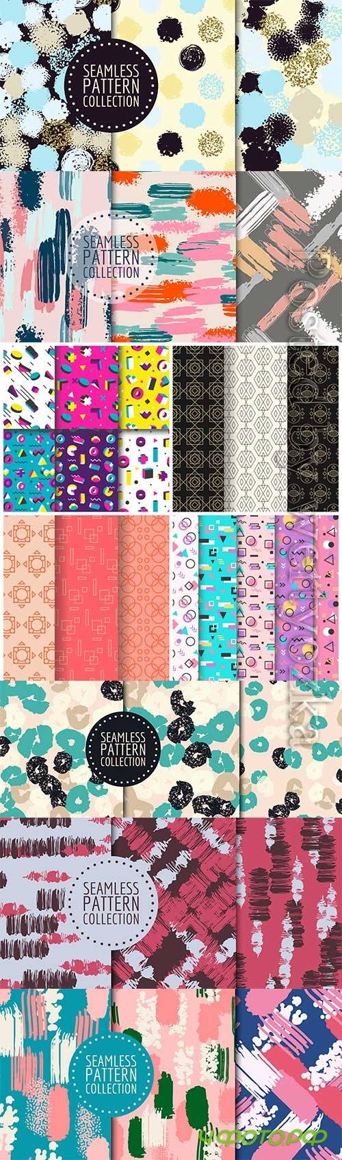 Hand drawn seamless pattern vector set