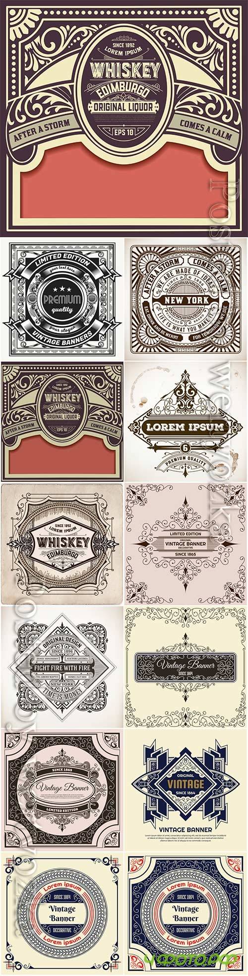Labels in vintage style, vector elements