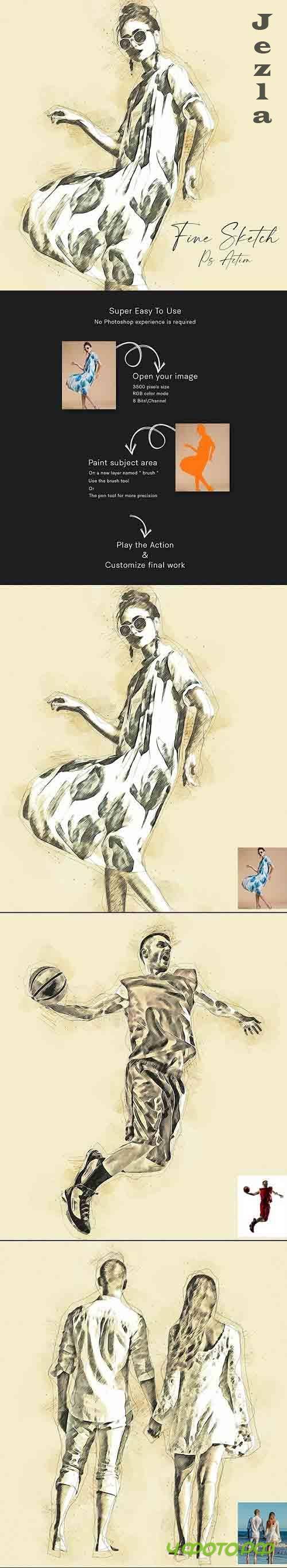 GraphicRiver - Fine Sketch Photoshop Action 31370147