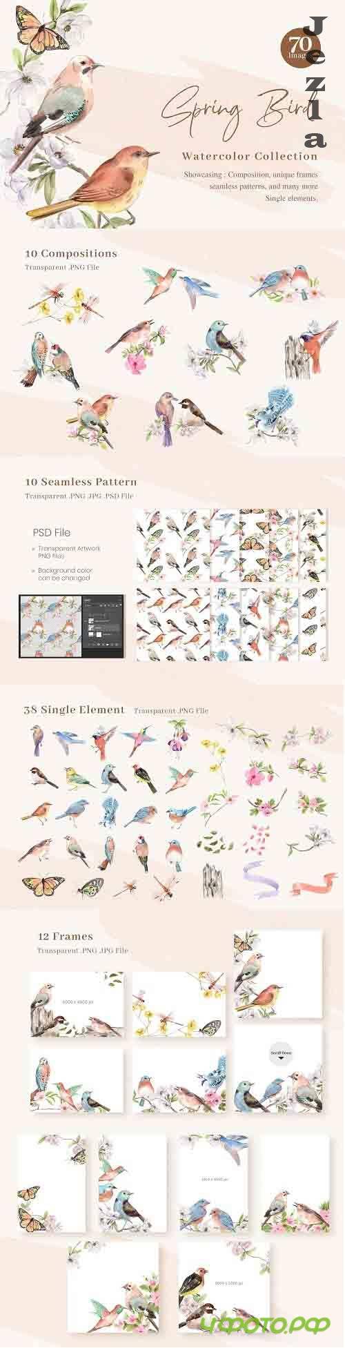 Spring Birds of Spring Watercolor - 6114931 Spring Birds of Spring Watercolor - 6114931