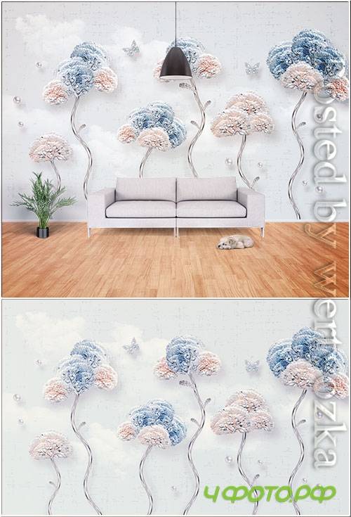 Modern minimalist fashion embossed flower, butterfly, jewelry background wall
