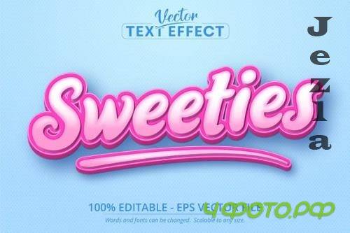 Sweeties text, Cartoon Style Editable Text Effect