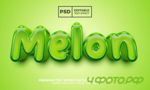 Fresh melon 3d editable text effect style premium psd