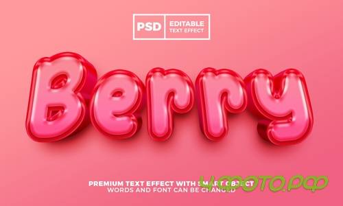 Fresh berry 3d editable text effect style premium psd