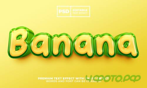 Fresh banana 3d editable text effect style premium psd